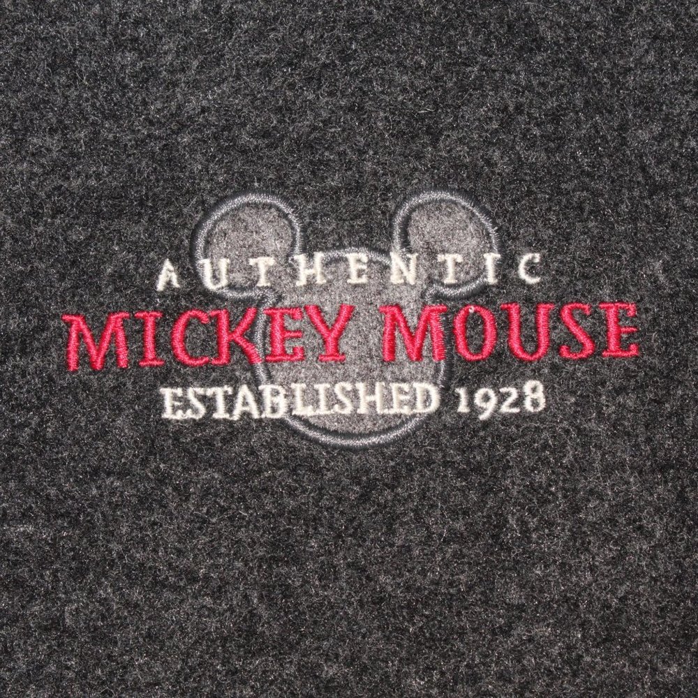Vintage Men Disney XXL Mickey Mouse Embroidered Varsity Blk Wool Leather Jacket - Picture 4 of 9
